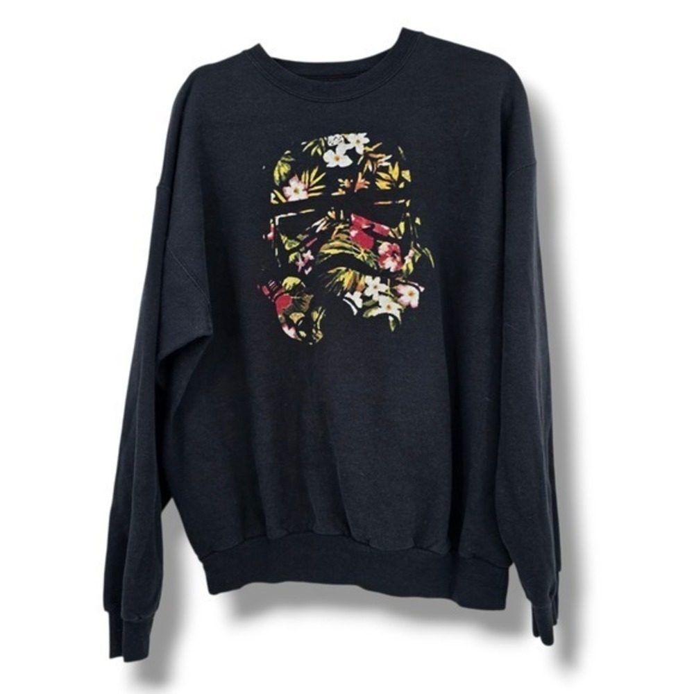 Star Wars Stormtrooper Floral Print Black Crew Neck Sweatshirt Size Largeβ